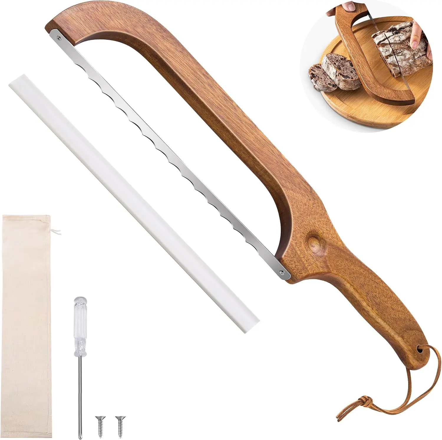 Sourdough Bread Knife for Homemade Bread Cutter, Bread Slicer for Homemade | 14.5" Bow Bread Knives, Ergonomic Grip, Easy to Cuts Into Uniform Thin Slices for Cutting Sourdough Bread, Bagel,Baguette Etc