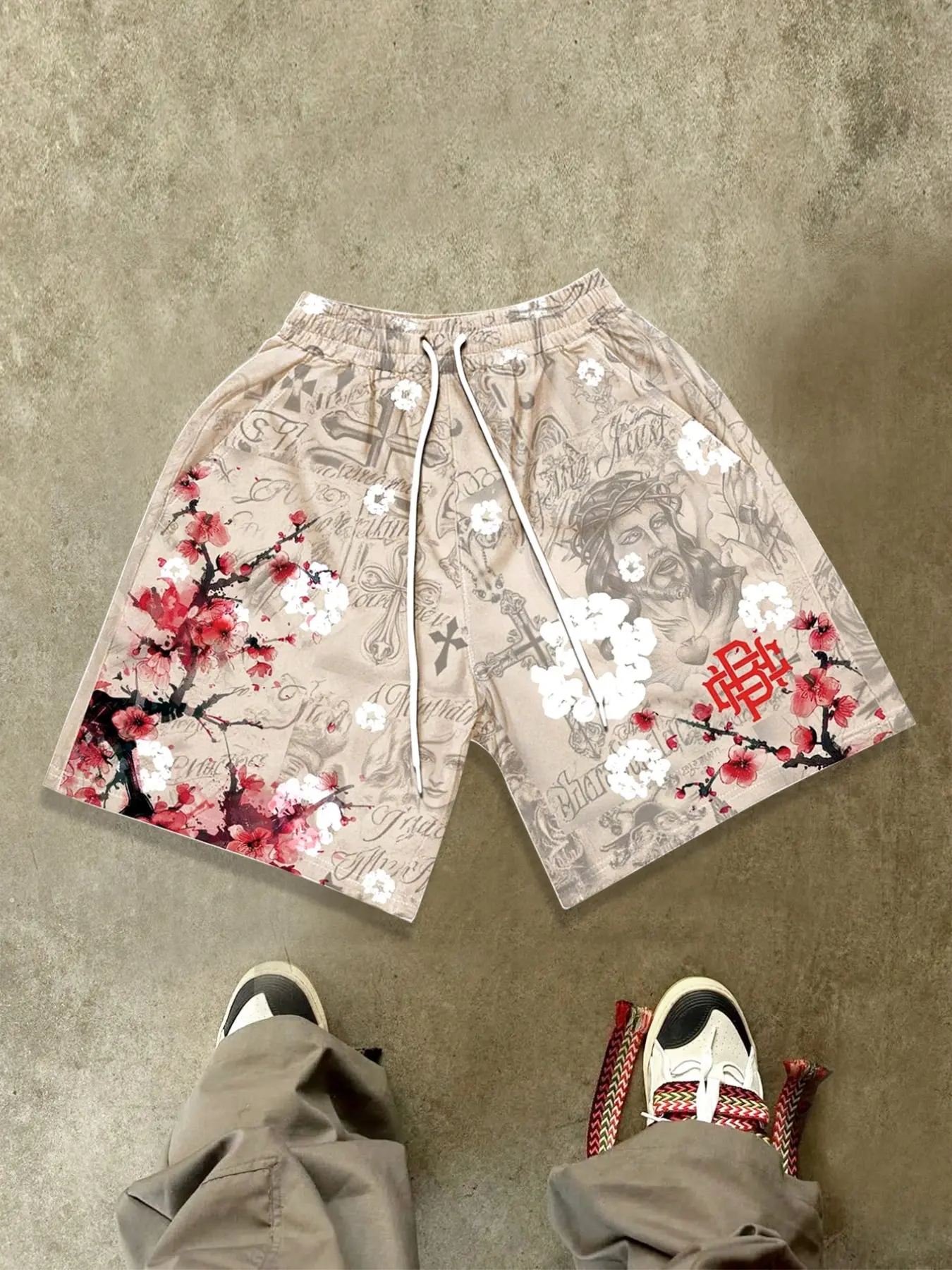 Cross Jesus full print Tree Print shorts for men, Christian print cross summer beach pants for both men and women, European and American trend casual Sports shorts Graphic Shorts Athletic Shorts 2026 bottoms pants