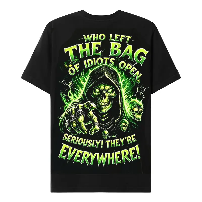 Chaosmoda Generation X Who Left The Bag Of Idiots Open Seriously!Custom Year Skull T-shirt Streetwear Breathable