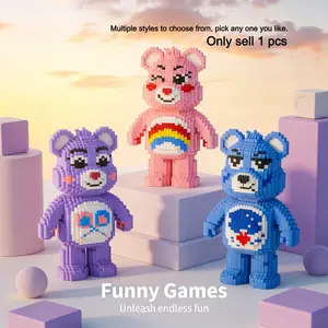 Blue Lucky Bear 3D Puzzle Building Block Ornament, Bookshelf Home Office Cabinet Decor, Party Decoration, Ideal Housewarming Gift