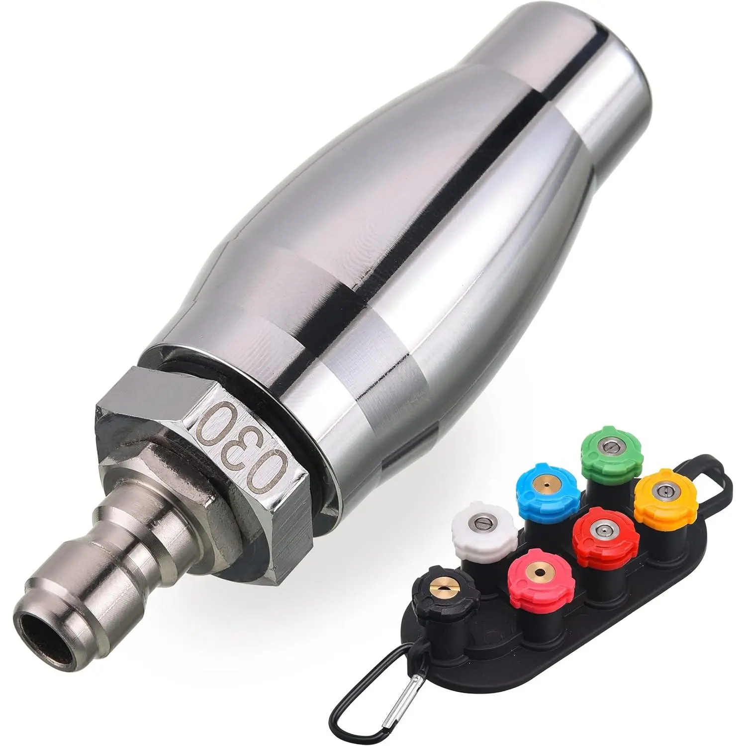 Turbo Nozzle for  Washer, Rotating  Washer Nozzle with 1/4" Quick Connect, 7 Nozzle Tips with Holder, 3600 PSI