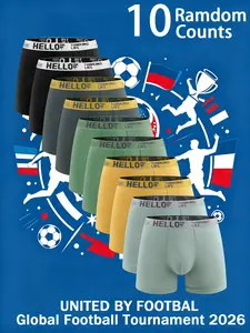 10-Pack Men's Underwear, Quick-Dry Breathable Sports Boxers, Casual Fitted Trunks for Daily Training, All-Season Wear