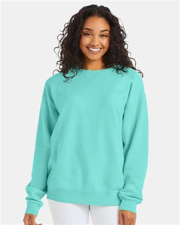 Custom Embroidered - ComfortWash by Hanes - Unisex Garment-Dyed Crewneck Sweatshirt - Mint - GDH400