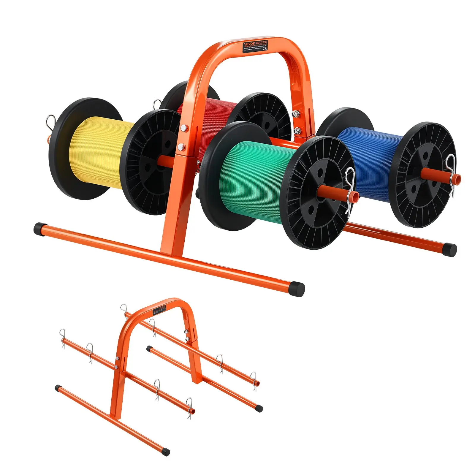 【Father's Day Gift】VEVOR Steel Metal Wire Spool Rack, 100 lbs Capacity Smart Hand Caddy, 4.85 lbs Heavy-Duty Dispenser Holder for 8 Spools (Max 9.45 in Diameter), Anti-Slip Base, Easy Lift Design, 23.03 x 14.96 in, for Florists & Electrical Industrial Use
