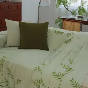 【MeridianHome】Plant Leaf Pattern Sofa Cover 1 Piece Modern Chenille Sofa Protector for Home Living Room Sofa Decoration Supplies