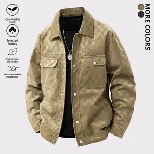 Men's Autumn And Winter Outdoor Suede Lapel Jacket, Fashionable Plaid Workwear Jacket, Trendy Comfortable Breathable Versatile Jacket, Suitable For Business, Formal Occasions, And Everyday Casual Wear