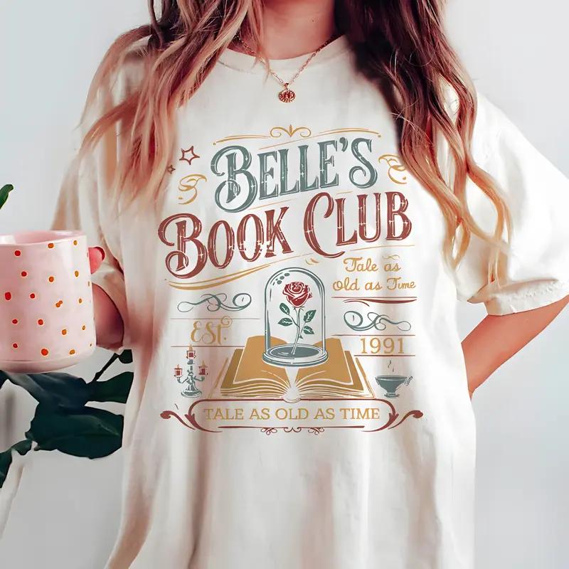 Comfort Colors Vintage Retro Belle’s Book Club shirt, Beauty and the Beast Tale as Old as Time, Book Lover Shirt, Belle Princess Tee