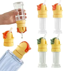 NO BRANDE Reusable Children's Drink Bottle Straw Lid - 2-in-1 Washable Portable Spill-Proof Twist Cover Cap, Water Bottle Spout Adapter