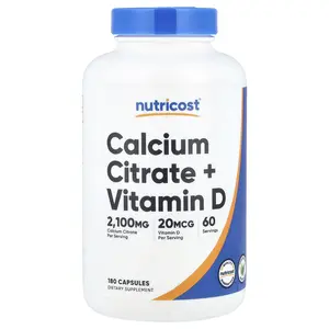 Nutricost Calcium Citrate + Vitamin D, 180 Capsules