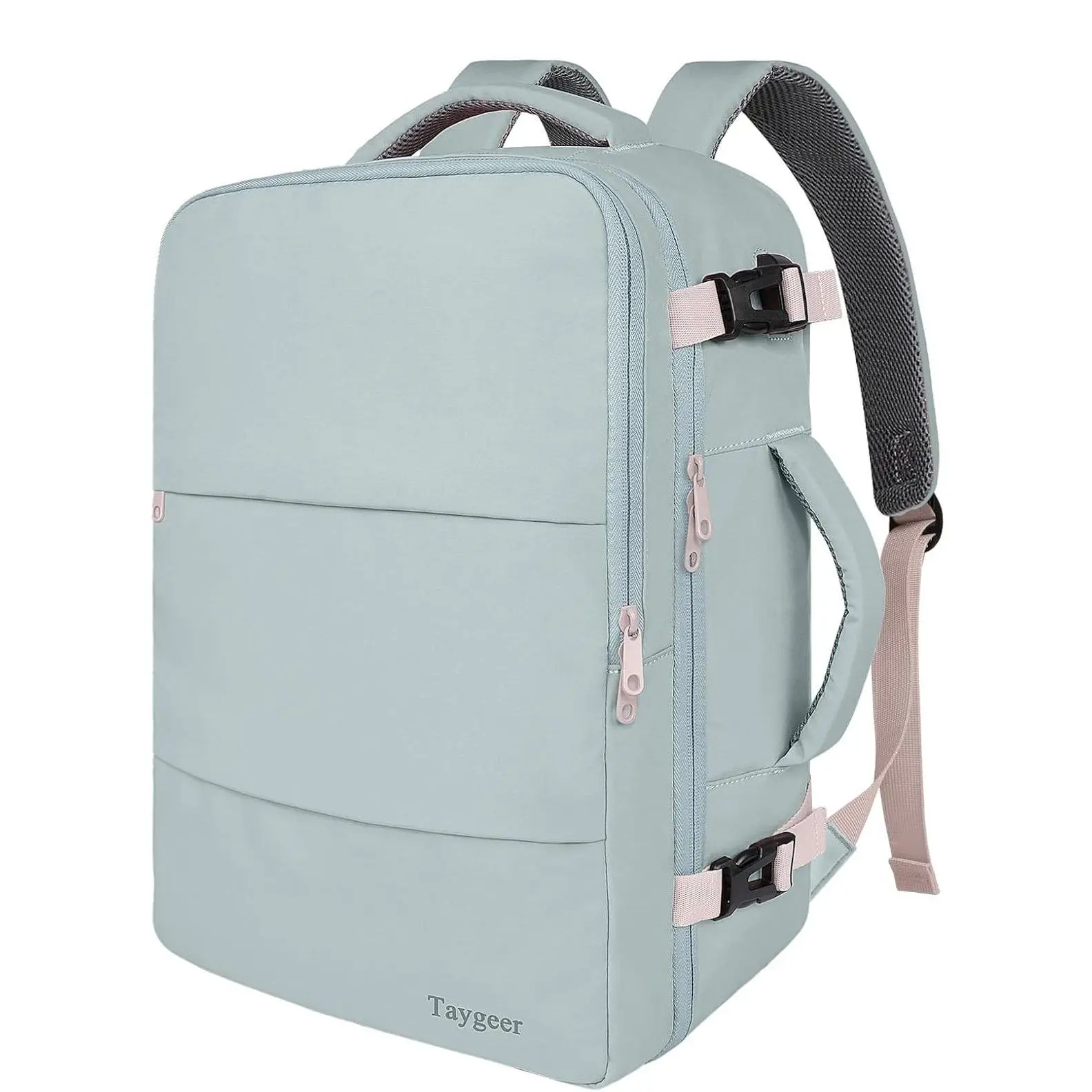 Backpack for Men Women, Travel Backpack Carry on Luggage Flight Approved with USB Charging Port & Shoe Pouch, Gray Powder