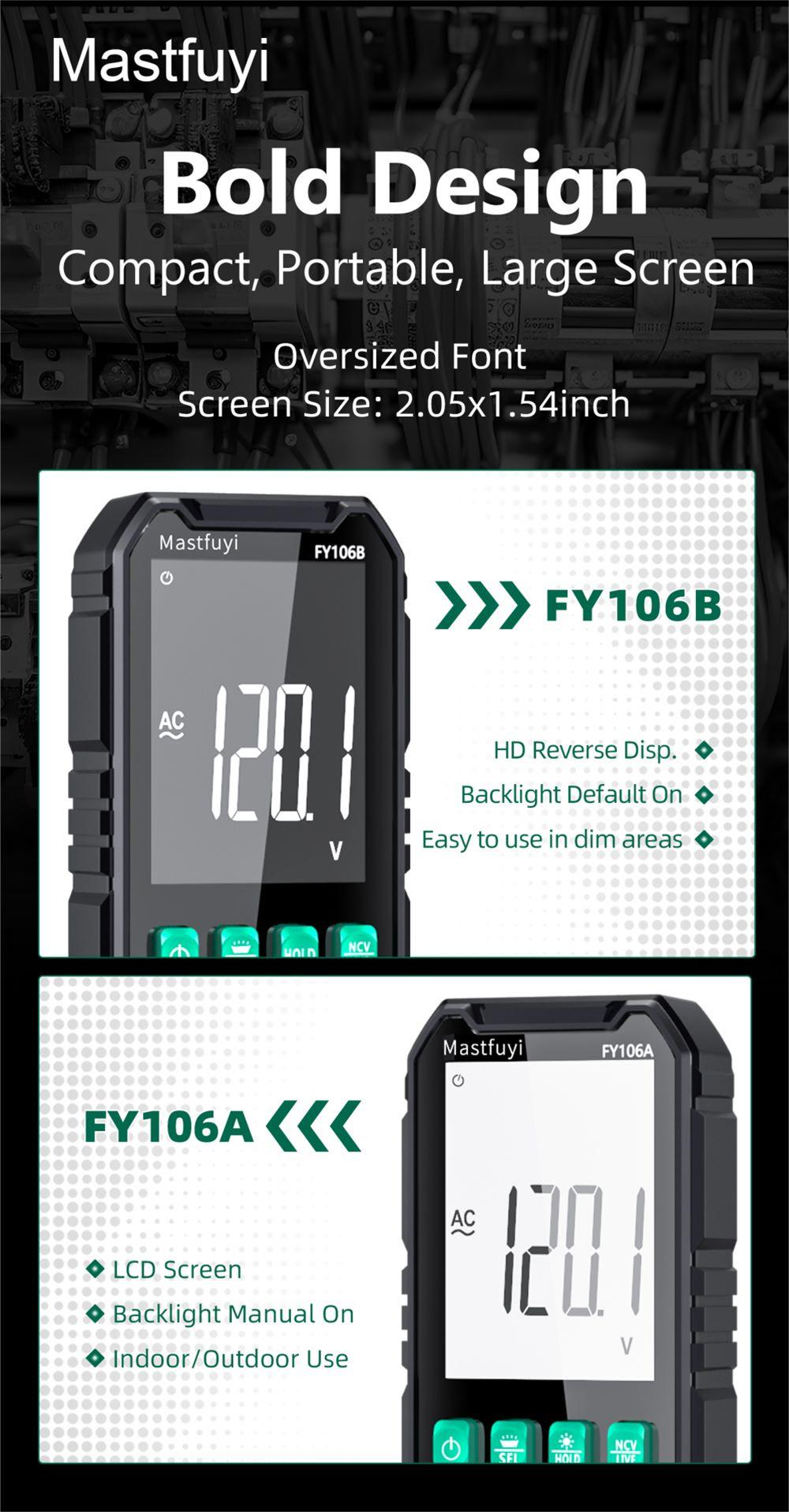 FY106 Smart Multimeter Mini Digital Multimeter 3999Counts Auto-Ranging CAT III 600V Professional Voltage Multimeter Multimeter Test Leads Multimeter Tester
