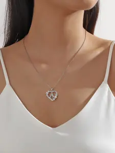 Fashion Letter & Heart Design Pendant Necklace for Women, Stainless Steel Jewelry for Party, Daily Decor, Trendy All-match & Exquisite Jewelry for Birthday Gift, Valentine's Day, Gift, Dainty Necklace