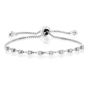 925 Sterling Silver Gemstone Birthstone Infinity Tennis Bracelet For Women | Round 2.5MM | Adjustable Bolo Bracelet Up to 9 Inch | Easy-On Easy-Off