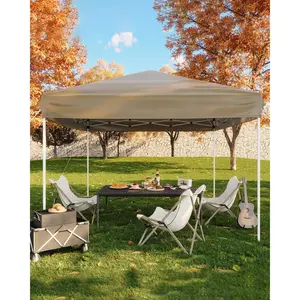 10x10ft Heavy-Duty Pop Up Canopy Tent, One-Button Easy Setup with Adjustable Height, Comes with Roller Bag, 4 Weight Bags and Full Sidewall, Portable Sun Shade Shelter for Events, Camping & Backyard