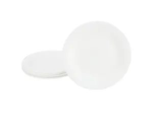 Gibson Ultra White Shadow 6 Piece 7 Inch Opal Glass Dessert Plate Set in White