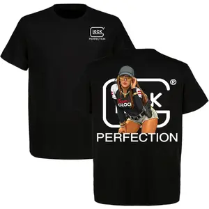 Team Glock Perfection 2-Sided Graphic T-Shirt, Tactical Style Black Tee for Gun Enthusiasts, Short Sleeve Cotton Shirt, Firearms Apparel for Men and Women, Shooting Range Gear