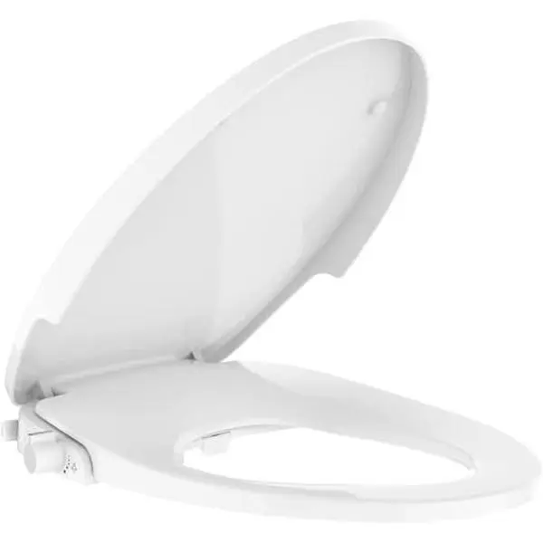 17 inch Round Bidet Seat with Dual Nozzle, Non Electric Toilet Bidet Attachment for Hygiene and Bathroom Use, Adjustable Water Stream and Self Cleaning Nozzles, PP Toilet Seat for Home