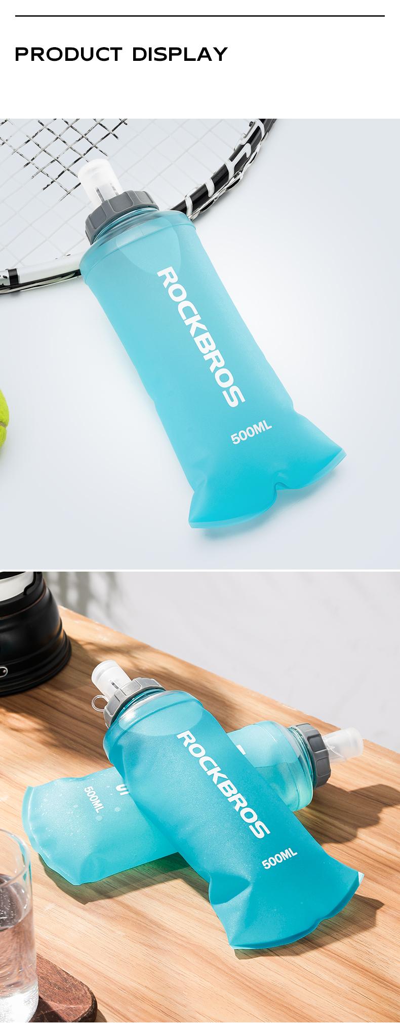 ROCKBROS 500ml Collapsible Soft Flask Flexible Water Bottle for Running, Hiking, Cycling, Climbing & Rigorous Activity