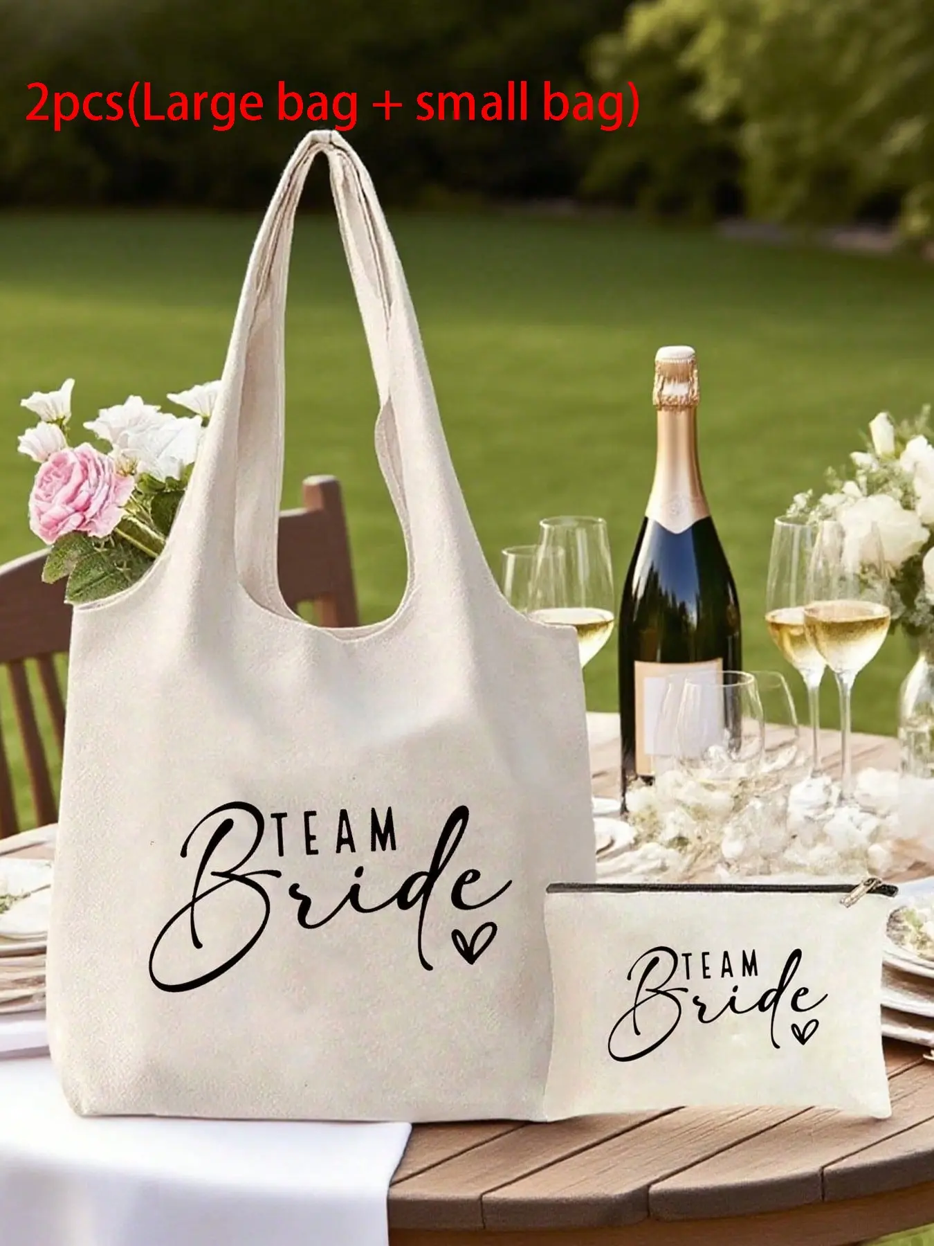 2pcs Bride Canvas Satchels and Makeup Bags, Personalized Wedding Gifts, Ideal for Bridesmaid, Bridal Party, Engagement, Honeymoon