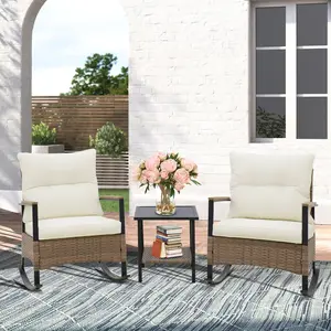 3 PCS Mojave Dusk Outdoor Conversation Set, 2 Rocking Chairs and Side Table