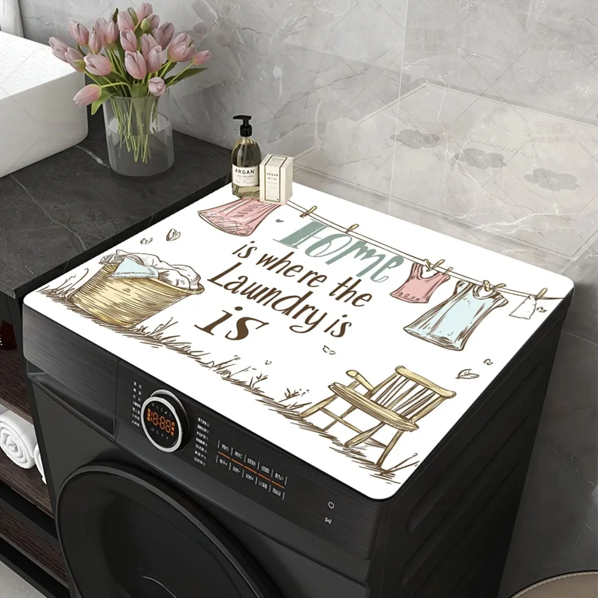 Modern Acrylic Washer and Dryer Top Cover - Non-Slip, Waterproof Dustproof Protector for Laundry Room Home Supplies