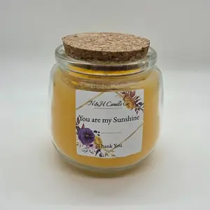 N&H Candle Co You Are My Sunshine Candle - Invigorating Mandarin Orange & Lemon Scent with Pineapple & Vanilla Notes - Multi-Layered Essential Oils for Mood Elevation & Space Harmony