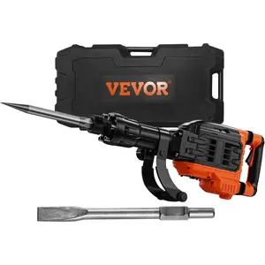 VEVOR Demolition Jack Hammer, 3500W Concrete Breaker, 2pcs Chisel With Gloves & 360C Swiveling Front Handle for Trenching, 1900 BPM Heavy Duty Electric, Black