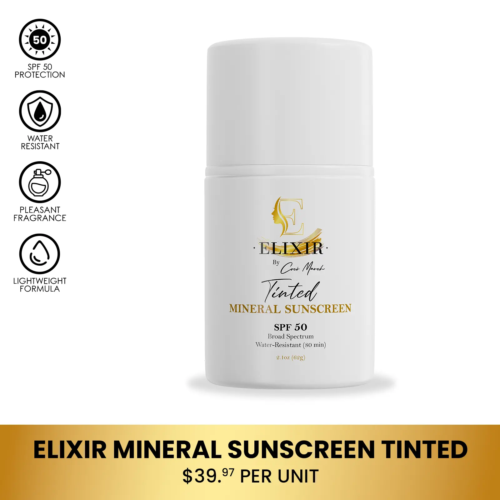 Coco March Elixir Mineral Sunscreen Tinted, Moisturizing Broad Spectrum ...