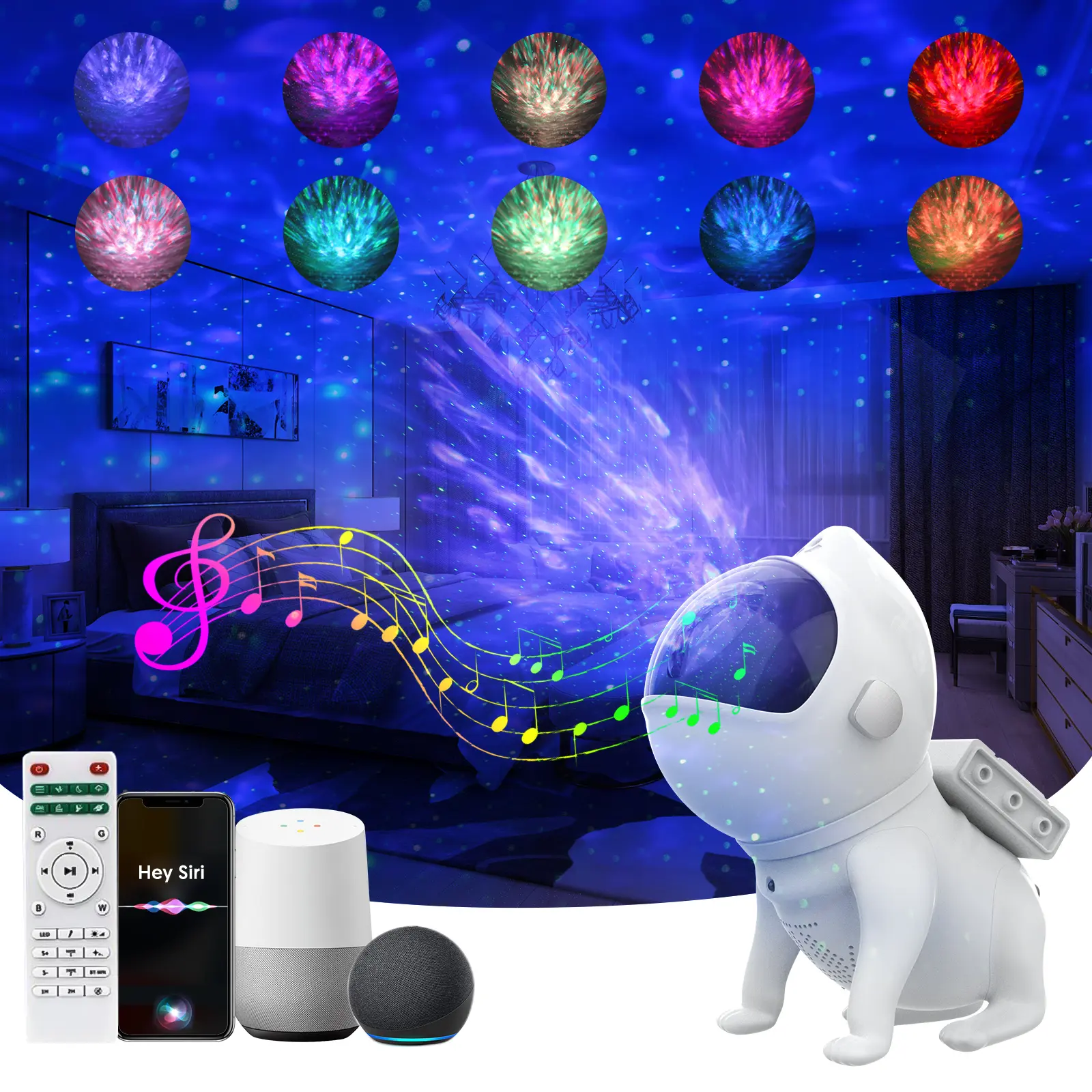 Avatar Controls Space Dog Galaxy Starry Projector, Smart LED Novelty Lighting, 21 Color Modes, Soothing Music & White Noise, Alexa-Compatible, APP/Remote Control, Bluetooth Speaker, Lights for Bedroom, Holiday Gift