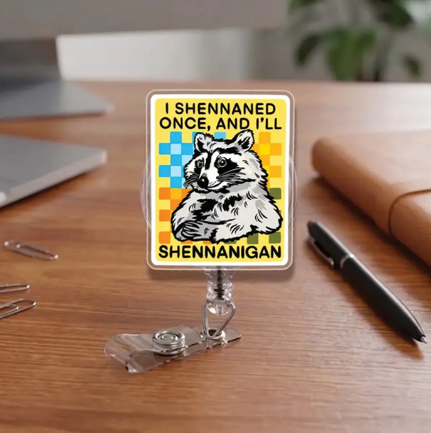Shenanigans Badge Reel, Nurse Badge Reel, Teacher Badge Reel, Glitter Badge Reel, Funny Badge Reel, Funny Raccoon, Custom Badge Reel, Cute