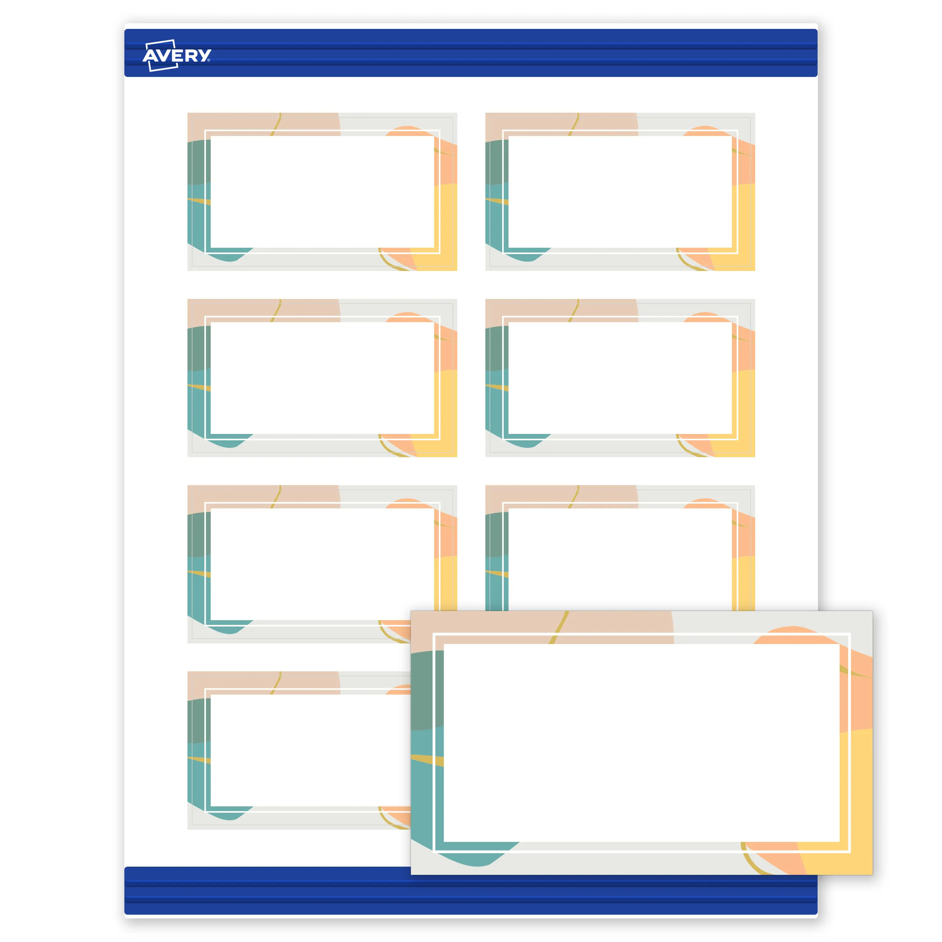 Avery Printable Rectangle Business Cards, 2" x 3.5", Matte White, Pre-printed Color Block/Metallic Gold Veins Design, Sure Feed Technology, Laser & Inkjet Compatible, 160 Total