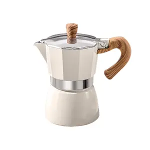 Moka Pot, 1 Count Espresso Coffee Maker with Wooden Handle, Heat Resistant Coffee Pot for Home Office Use, Coffee Making Tool