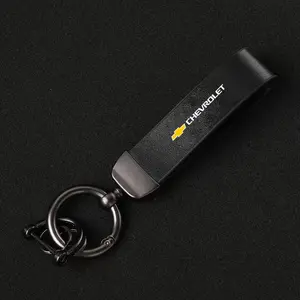 Car Metal Key Chain, Auto Leather Keyring Pendant, Accessories for Chevrolet Cruze, Spark, Captiva, Suburban, Camaro, Malibu, Silverado