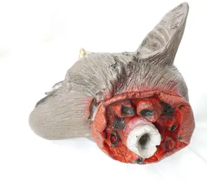 Life Size Halloween Props Realistic Wolf Head Hanging on REAL METAL Hooks GORY