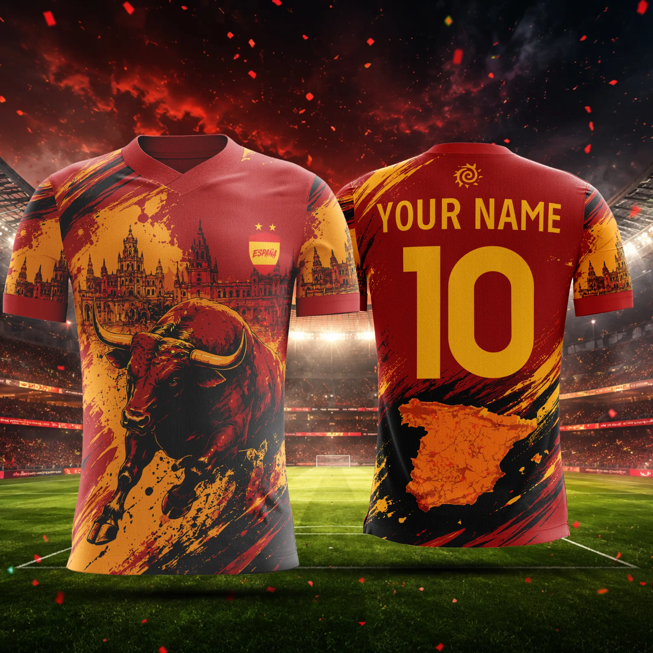 Spanish Heritage Inspired Personalized Soccer Jersey – Custom Name & Number