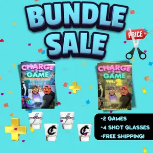 Charge It 2 The Game ESSENTIALS BUNDLE - Volume 1, Volume 2 & 4-Pack of Shotglasses
