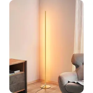 Floor Lamp, Remote Control & Foot Switch Floor Lamps for Living Room, 10%-100% Dimmable Standing Lamp with 7 Color Temperature, 57.5" Tall Corner Floor Lamp for Bedroom, Office, Gold