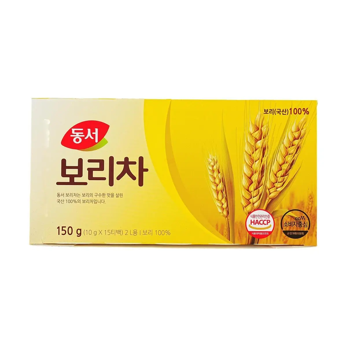 DONGSUH Korean Roasted Barley Tea Bags - 15 Bags (150g) - Rich Malty Flavor, Aids Digestion, Stomach & Spleen Health