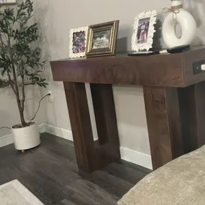 47'' Farmhouse Console Table with Power Outlets and Motion Sensor Light, Wooden Entryway Table Sofa Table for Entrance, Hallway, Living Room,dorm essentials,home decor