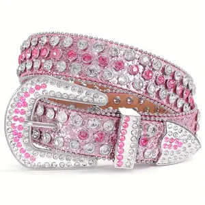 [Cowboy Style Rhinestone Belt] Western Cowboy Style Rhinestone Belt real designer belts rainbow belt 5 star belt
