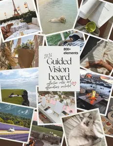 Vision Board Magazine Guided Book 800+ Pictures and Quotes for Vision Board Kit, Create Life Goals Collage Book, Affirmations Included Paperback – January 21, 2024
