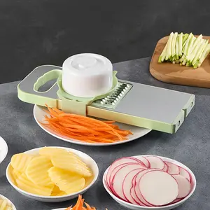 7-Piece Stainless Steel Vegetable Slicer Set, Replaceable Blades, Manual Kitchen Tool Kit, Ideal for Potatoes, Carrots, Cucumbers, All Seasons