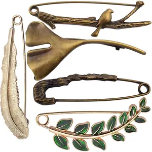 5 count 5 Styles  Safety Pins  Alloy Brooches Safety Pins Heavy Duty Quality Lapel Pins for Scarf Blankets Skirts Kilts Knitted Fabric Crafts