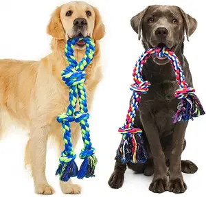 Heavy Duty Dog Rope Toys for Large Breed Aggressive Chewers 2 Pack Indestructible Teeth Cleaning Tug of War Toy with Colorful Rope Design