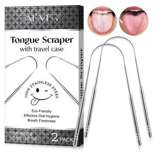 Tongue Scraper with Storage Box, Stainless Steel Tongue Cleaner, Oral Care Tool for Adults, Travel Tongue Cleaning Tool