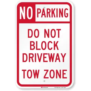 "No Parking - Do Not Block Driveway, Tow Zone" Sign By | 12" x 18" 3M Engineer Grade Reflective Aluminum "No Parking - Do Not Block Driveway, Tow Zone" Sign By | 12" x 18" 3M Engineer Grade Reflective Aluminum