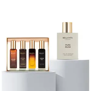 BellaVita Luxury Pure Musk & Men’s Mini Perfume Bundle | Eau De Parfum 100ml + 4x20ml Minis | Long-Lasting Fragrances for Men & Women | Pure Musk, Oud, CEO Man, Klub Man & G.O.A.T | Woody & Floral Notes | Portable Perfume Kit