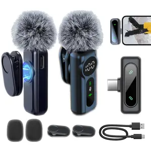 BUBUN  wireless microphones for iPhone, iPad, Android, Lavalier Microphone for Video Recording - 2 Pack iPhone Mic Crystal Clear Recording with USB-C for ASMR Plug Lapel Audio Metal Clip Connection Noise Cancellation Magnetic microphone for content