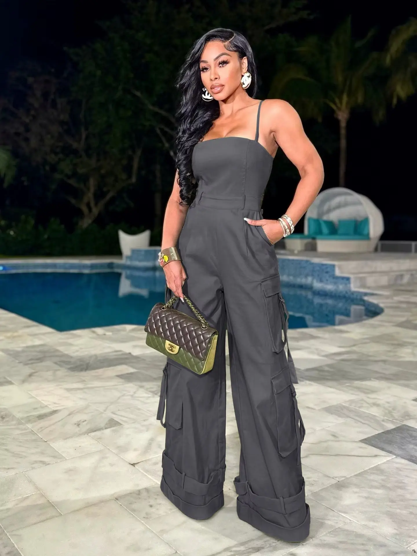 Overalls Multi Pockets Wide Jumpsuit Overalls Multi Pockets Wide Jumpsuit