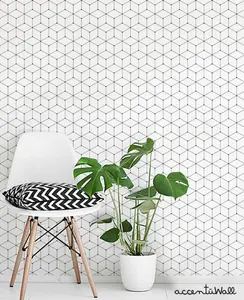 Geometric Cube Wallpaper - Peel and Stick